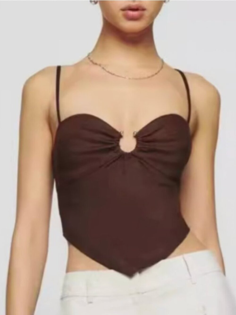 NWT Reformation Sansa Linen Top Sz8 Cafe Brown Chocolate Causal Spring